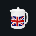 Tetera Potes británicos de encargo del té de la bandera<br><div class="desc">Potes británicos de encargo del té de la bandera de UNION JACK.
Diseño inglés del orgullo. Personalice con la cita conocida o divertida.
Reino Unido BRITÁNICO GB Gran Bretaña Inglaterra.</div>