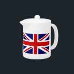 Tetera Potes británicos de encargo del té de la bandera<br><div class="desc">Potes británicos de encargo del té de la bandera de UNION JACK.
Diseño inglés del orgullo. Personalice con la cita conocida o divertida.
Reino Unido BRITÁNICO GB Gran Bretaña Inglaterra.</div>