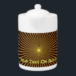 Tetera Pulsar<br><div class="desc">Una imagen fractal de color negro y amarillo, rayado y con forma de estrella. Añade tu propio texto.</div>
