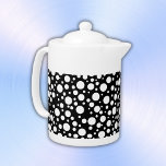 Tetera Puntos de Polka Blanco sobre el negro |<br><div class="desc">Puntos de Polka Blanco, mínimos y simples sobre un fondo negro. Vea mi tienda para encontrar manteles, carteras, embutidos y más, incluyendo una mezcla y coincidencia con rayas negras y blancas y negras y blancas. Si necesitas ayuda, o si necesitas una combinación de colores diferente - por favor contacta conmigo,...</div>