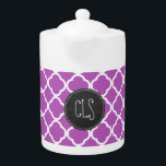 Tetera Quatrefoil de malla profunda; aspecto de tablero r<br><div class="desc">Te encantará este diseño de pizarra de tiza, elegante y vintage con diseño de patrones de Quatrefoil de la médula profunda. Lo invitamos a nuestra tienda, Baby Shower Boutique, para ver este diseño retro de pizarra en muchos más productos de personalizable, incluyendo las invitaciones retro Baby Shower y los regalos...</div>