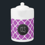 Tetera Quatrefoil de malla profunda; aspecto de tablero r<br><div class="desc">Te encantará este diseño de pizarra de tiza, elegante y vintage con diseño de patrones de Quatrefoil de la médula profunda. Lo invitamos a nuestra tienda, Baby Shower Boutique, para ver este diseño retro de pizarra en muchos más productos de personalizable, incluyendo las invitaciones retro Baby Shower y los regalos...</div>