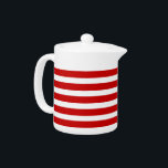 Tetera rayada roja y blanca<br><div class="desc">Tenga té en estilo o adorne su hogar con esta tetera moderna hermosa.</div>