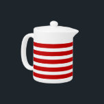 Tetera rayada roja y blanca<br><div class="desc">Tenga té en estilo o adorne su hogar con esta tetera moderna hermosa.</div>