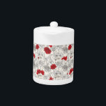 Tetera Red Poppies<br><div class="desc">Rojo Poppies giratorio moda flores beige floral</div>