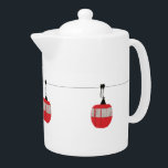 Tetera Retro Red Ski Gondola Lift<br><div class="desc">Diseño minimalista de ascensores de góndola roja para esquiadores y amantes del esquí. La góndola roja de esquí es un regalo de vacaciones personalizado para Navidades festivos. Regalos de esquiadores de esquí en invierno con navidad de nieve.</div>