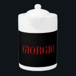 Tetera Rojo negro tu nombre Minimalista personal moderno<br><div class="desc">Moderno Diseño Profesional Sencillo.</div>