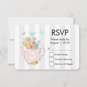 Tetera rosa con flores y mariposas RSVP