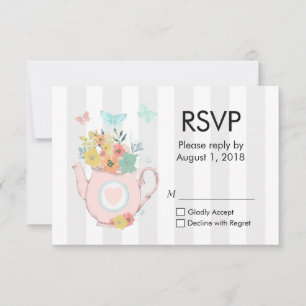 Tetera rosa con flores y mariposas RSVP