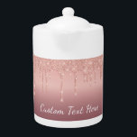 Tetera Rosa Purpurina de oro con parkly teapot con texto<br><div class="desc">Teteras con Rosa de texto Personalizado Purpurina de Rubor dorado Perforaciones de brillo Boda rosa o suministros de Fiesta / regalo - Añadir su texto único / nombre o eliminar texto - Hacer su regalo especial de tetera - Redimensionar y mover o eliminar y agregar texto / elementos con la...</div>