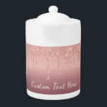 Tetera Rosa Purpurina de oro con parkly teapot con texto<br><div class="desc">Teteras con Rosa de texto Personalizado Purpurina de Rubor dorado Perforaciones de brillo Boda rosa o suministros de Fiesta / regalo - Añadir su texto único / nombre o eliminar texto - Hacer su regalo especial de tetera - Redimensionar y mover o eliminar y agregar texto / elementos con la...</div>