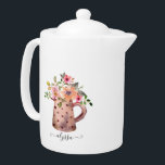 Tetera Rústico Pitcher Peach & Mauve Watercolor Floral<br><div class="desc">Rústico Pitcher Peach & Mauve Watercolor Floral diseño con un elegante nombre a medida.</div>