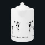 TETERA TEA POTS : BAILE DE GREEK EVZON<br><div class="desc">LOS CUADROS DE TÉ DE PEN & INK DRAWING DE MEDIANO COLOR NEGRO Y BLANCO DE EVZON TIENEN DOS TAMAÑOS</div>