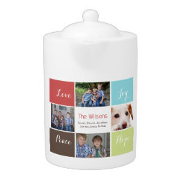 Tetera teapot, personalizado de collage de cuatro fotos