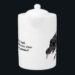 Tetera Teekannen mit der Amsel<br><div class="desc">Die Amsel wurde freihändig mit Tusche gemalt. Es gibt ein deutsches Sprichwort: „Der frühe Vogel fängt den Wurm.“
In diesem Entwurf kombiniere ich den Vogel und diese Redewendung zu ein anderes Gefühl.</div>