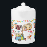 Tetera Tema de retro camping<br><div class="desc">Tetera temática de camping retro. Bonito diseño,  ¡anhelarás el gran exterior!</div>