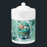 Tetera Torta de torta tropical de menta de leche con tete<br><div class="desc">Torta de torta tropical de menta de leche con tetera de porcelana</div>