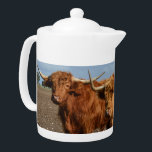 Tetera Vacas Highland de color marrón,<br><div class="desc">Se destacan las vacas más altas de Brown.</div>