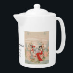 Tetera Vintage Garden Floral Time for Tea Bridal Shower<br><div class="desc">Inspirado por un hermoso friso de la colección de dominio público del Smithsonian, este diseño presenta un hermoso paisaje ajardinado y dos hermosas damas tomando un té por la tarde. Un diseño delicado y elegante para una ducha nupcial o una elegante "partea" para sus mejores amigos. Ven a unirte a...</div>