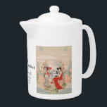 Tetera Vintage Garden Floral Time for Tea Bridal Shower<br><div class="desc">Inspirado por un hermoso friso de la colección de dominio público del Smithsonian, este diseño presenta un hermoso paisaje ajardinado y dos hermosas damas tomando un té por la tarde. Un diseño delicado y elegante para una ducha nupcial o una elegante "partea" para sus mejores amigos. Ven a unirte a...</div>