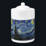 Tetera Vintage Van Gogh La Noche Starry<br><div class="desc">Este diseño está inspirado en el aceite de 1889 de Vincent van Gogh sobre pintura de lona llamado "La noche estrellada".</div>