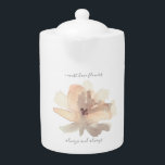 Tetera Watercolor Rubor Gasolina Floral Monet Teapot<br><div class="desc">El bonito diseño de la acuarela luce pétalos delicados y el clásico poema de Claude Monet: "Debo tener flores,  siempre y siempre". Impresionante idea de regalo para cualquier ocasión especial.</div>