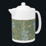Tetera William Morris Vintage deja un pájaro floral Iris<br><div class="desc">El diseño de este producto se inspiró en Iris en un diseño de papel de pared floral de William Morris. William Morris (1834-1896) fue un icónico diseñador textil inglés que vivió durante el periodo victoriano. Fue un importante contribuyente a la reactivación de las artes textiles tradicionales británicas y de los...</div>