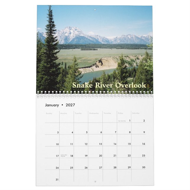 Tetons magnífico del calendario de Yellowstone (Jan 2027)