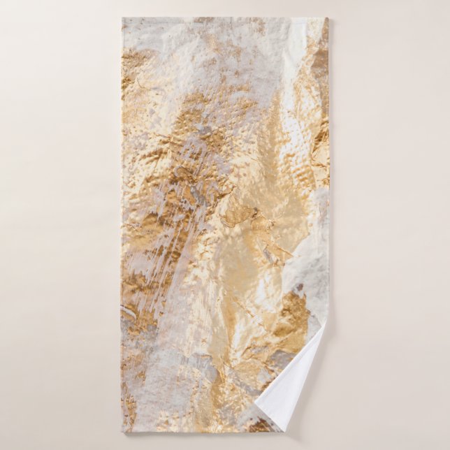 Tex De Fondo Pintado De Pincel Blanco Y Oro Modern (Toalla de baño)