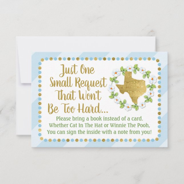 Texas Blue Gold Baby Shower Trae una tarjeta de li (Anverso)