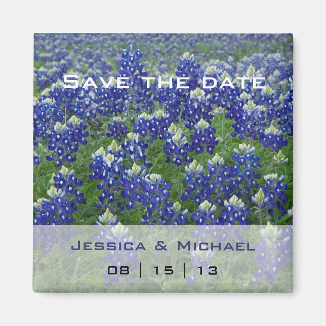 Texas Bluebonnets Flo Wedding Salva el imán de la  (Frente)