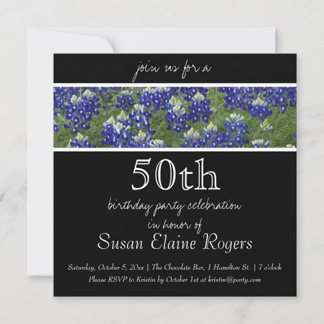 Texas Bluebonnets Invitación floral (Anverso)
