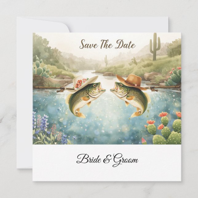 Texas Bodas de Pesca Save the Date Vaquero  (Anverso)