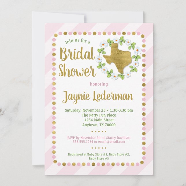 Texas Bridal Shower Invitación Oro Rosa (Anverso)