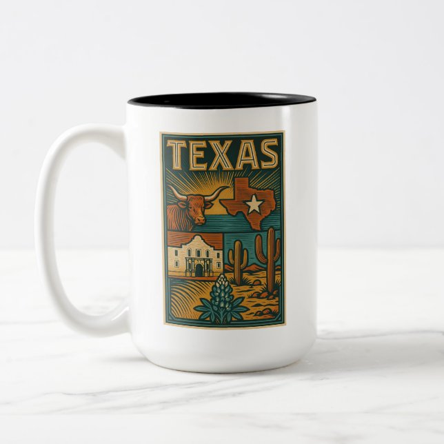 Texas Ceramic Mug - Copa del Estado de Texas (Izquierda)