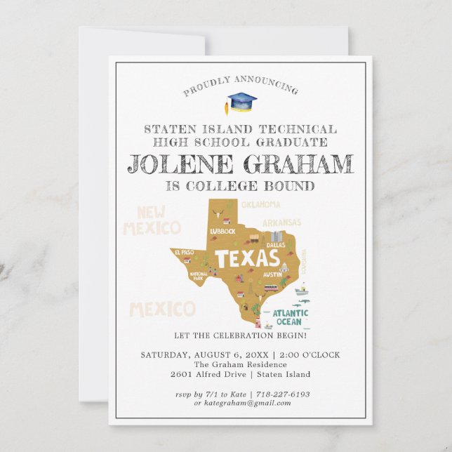 Texas | Fiesta de Graduación para Universitarios (Anverso)