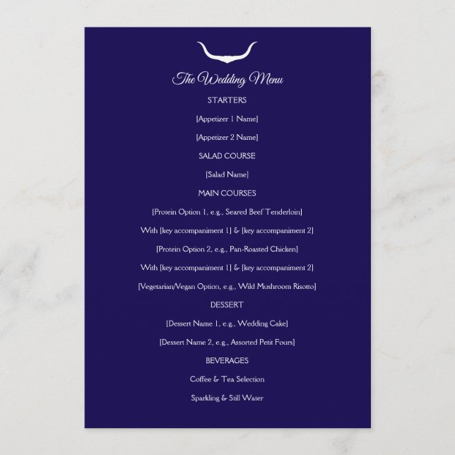 Texas Longhorn Wedding Menu (Anverso)