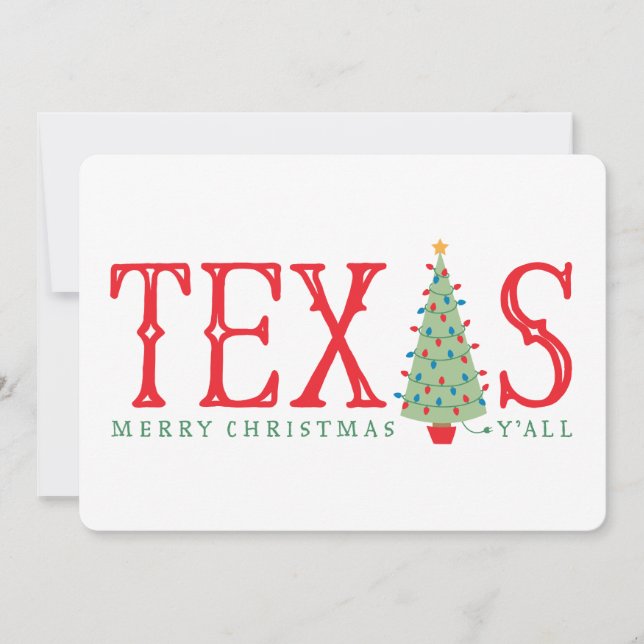 Texas Merry Christmas Tree Card o Invitación (Anverso)