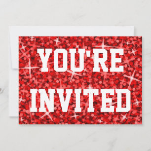 Texto blanco de invitación de Glitz Red You are In