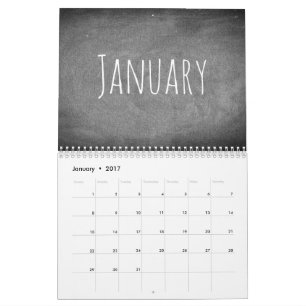 Texto blanco y negro 2017 del calendario de la