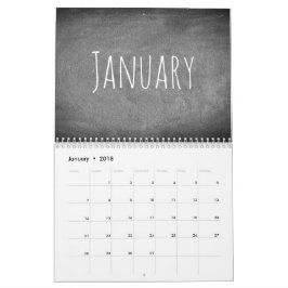 Texto blanco y negro 2018 del calendario de la