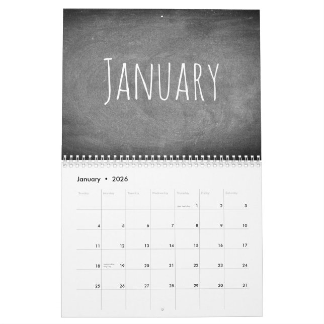 Texto blanco y negro 2018 del calendario de la (Jan 2026)