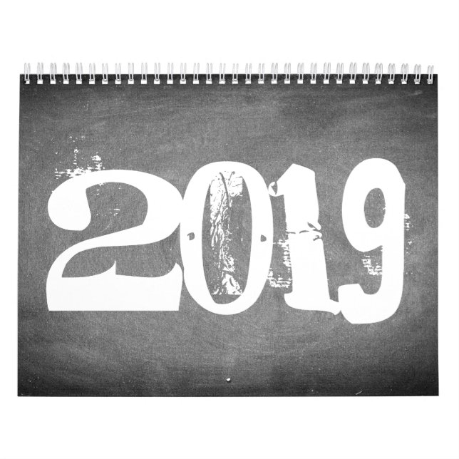 Texto blanco y negro 2019 del calendario de la (Tapa)