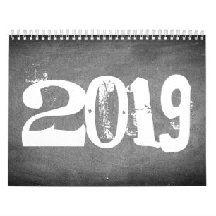 Texto blanco y negro 2019 del calendario de la