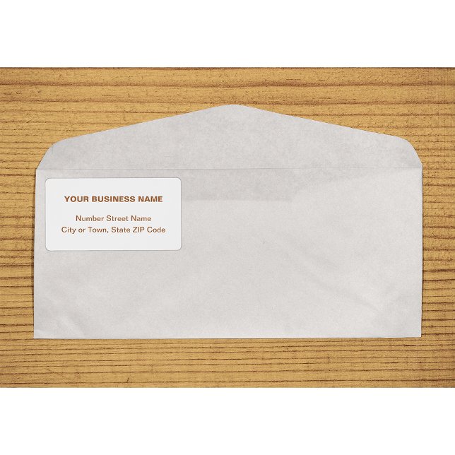 Texto Centrado Basado en Etiqueta de Envío Marrón (Center aligned brown plain text business shipping label on envelope)