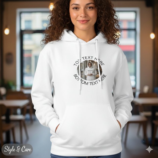 Texto circular con imagen elegante sudadera con ca (Circle Text with Image Stylish Custom Women's Hoodie)