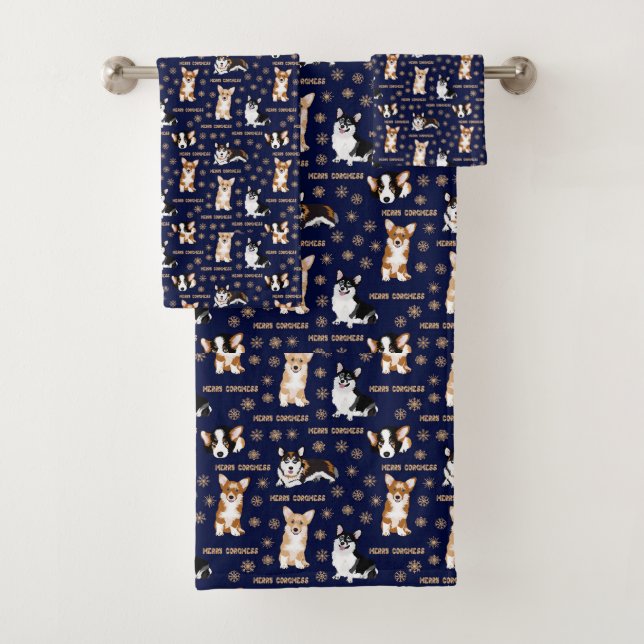 Texto de cerezo - Navidades Patrón azul Corgi (In situ)