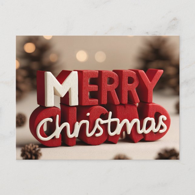 Texto de Feliz Navidad Rojo y Blanco Renderizado e (Anverso)