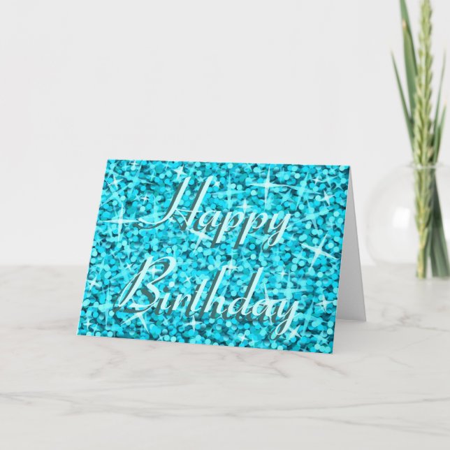 Texto de la tarjeta de cumpleaños azul Glitz (Anverso)