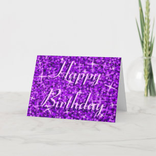 Texto de la tarjeta Glitz Purple 'Happy Birthday'